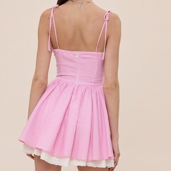 DAY IN THE PARK PINK PLAID MINI DRESS - Picture 2 of 3